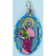 St. Cecilia Hand-Painted Medal, 1"x.5"