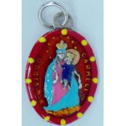 Our Lady of Mount Carmel Hand-Painted Medal, 1"x.5"