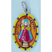 Infant of Prague Hand-Painted Medal, 1"x.5"