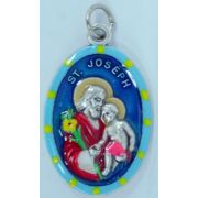St. Joseph & Child Hand-Painted Medal, 1"x.5"