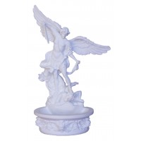 St. Michael Front, White, STANDS/HANGS, 8"