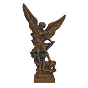 St. Michael Figurine Alabaster, Woodtone Finish, 8.5"