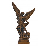 St. Michael Figurine Alabaster, Woodtone Finish, 8.5"
