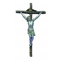 Crucifix, Cold Cast Bronze Cross, Pewter Style Corpus, 16" Crucifix, Cold Cast Bronze Cross, Pewter Style Corpus, 16"