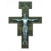 San Damian Crucifix, Bronze Cross, Pewter Style Corpus, 16"