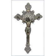 St. Benedict Crucifix, Pewter Style Cross, Bronze Style Corpus, 14"