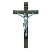 Crucifix, Cold-Cast Bronze with Pewter Style Corpus, Hand-Painted, 10"