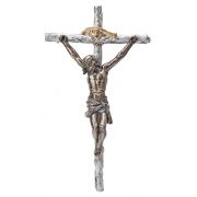Crucifix, Pewter Style Cross, Cold Cast Bronze Corpus, 16"