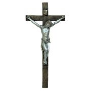 Crucifix, Cold Cast Bronze Cross, Pewter Style Corpus, 13"