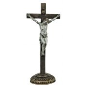 Standing Crucifix , two-tone...pewter/bronze, 13.75"
