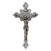 St. Benedict Crucifix, Cast Bronze Corpus, Pewter Style Cross, 7.75"
