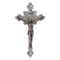 St. Benedict Crucifix, Cast Bronze Corpus, Pewter Style Cross, 7.75" St. Benedict Crucifix, Cast Bronze Corpus, Pewter Style Cross, 7.75"