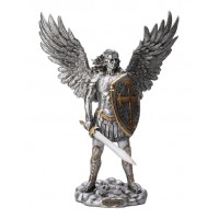 St. Michael w/o Devil, Pewter Style, 13.5"