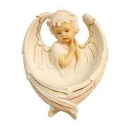 Praying Angel font in lightly hand-painted off-white finish, 6"