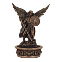 Raphael font, lightly hand-painted cold cast bronze STANDS/HANGS, 7"