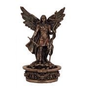 Gabriel font, lightly hand-painted cold cast bronze, STANDS/HANGS, 7"