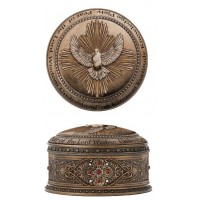Holy Spirit keepsake box in Hand-Painted cold cast bronze, 4" dia. Holy Spirit keepsake box in Hand-Painted cold cast bronze, 4" dia.