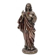 Sacred Heart of Jesus, lightly hand-painted cold cast bronze, 8"