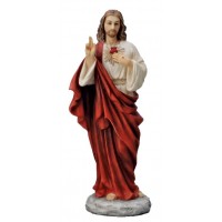 Sacred Heart of Jesus Figurine, fully hand-painted color, 8"