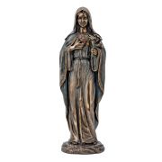 Immaculate Heart of Mary, lightly hand-painted cold cast bronze, 8"