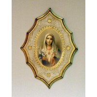 Immaculate Heart of Mary Florentine Plaque, 7.5x10.5inches