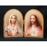 Sacred Heart & Immaculate Heart of Mary Florentine Diptych, 9.5x6.5"