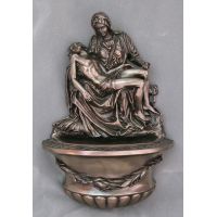 Pieta Church Holy Water Bowl Font, Bronze, 10 In. Veronese