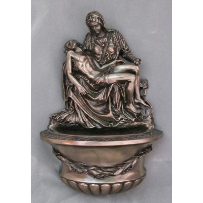 Pieta Church Holy Water Bowl Font, Bronze, 10 In. Veronese -  - SR-75364