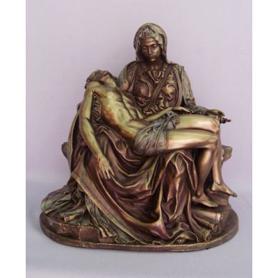 Pieta Statue, Cold-Cast Bronze, Lightly Painted, 10 Inch -  - SR-72243