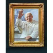 Pope John Paul II Waving Hand Painted Oil On Canvas 16 X 20 Inch