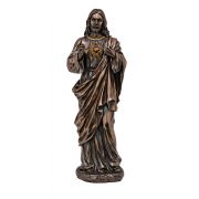 Sacred Heart Of Jesus, Cold-Cast Bronze, Painted, 11in. Statue