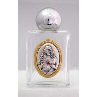 Sacred Heart Of Jesus Glass Holy Water Bottle, Square, 1.75x3.25in.