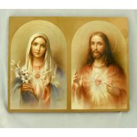Sacred Heart Of Jesus/Immaculate Heart Of Mary Plaque, 7.75x9.75in.