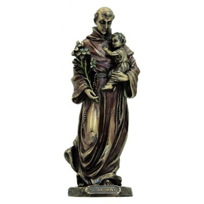 Saint Anthony & Child, Painted Cast Bronze, 8in. Statue -  - SR-76103