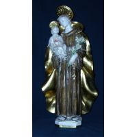 Saint Anthony & Child, Painted Ceramic Statue, 25 Inch