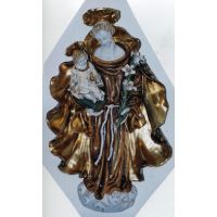 Saint Anthony & Child Wall Plaque, Painted Ceramic 12x20in.