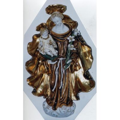 Saint Anthony & Child Wall Plaque, Painted Ceramic 12x20in. -  - EX-160-SA