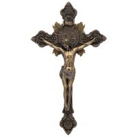 Saint Benedict Crucifix, Cast Bronze, Painted, 7.75in.