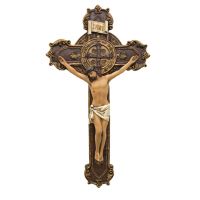Saint Benedict Crucifix, Fully Painted Color, 11 Inch