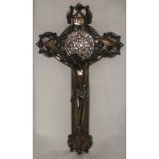 Saint Benedict Crucifix, Painted Cold Cast Bronze, 11 Inch