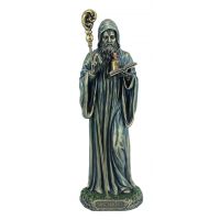 Saint Benedict, Lightly Painted Cold Cast Bronze, 8 Inch Statue