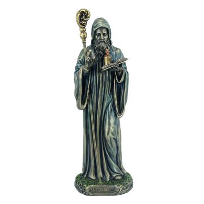 Saint Benedict, Lightly Painted Cold Cast Bronze, 8 Inch Statue -  - SR-76125
