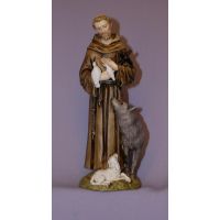 Saint Francis w/Animals, Painted Alabaster Statue, 6 Inch