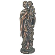 Saint Joseph & Child In Cold Cast Bronze, 11 Inch Statue