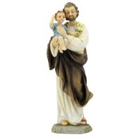 Saint Joseph & Child, Painted Color, 8 Inch Statue