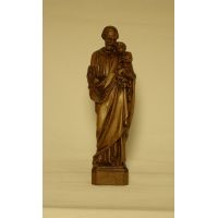 Saint Joseph & Child Statue, Brown Alabaster, 6 Inch Italy
