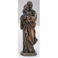 Saint Joseph/Child, Painted Cast Bronze, 8in. Statue