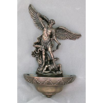 Saint Michael Church Holy Water Bowl Font, Cast Bronze, 9 Inch -  - SR-75362