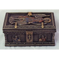 Saint Michael Icon Box, Painted Cold-Cast Bronze, 5x3in.