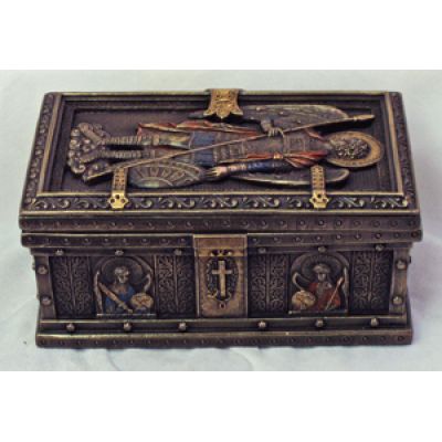 Saint Michael Icon Box, Painted Cold-Cast Bronze, 5x3in. -  - B-75020-C